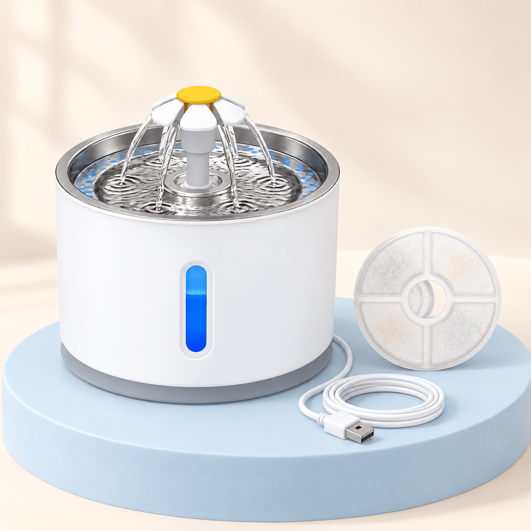 Pawtique BloomFlow™ 2.4L Stainless Steel Pet Fountain - Pawtique