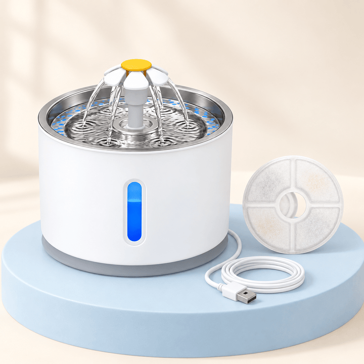Pawtique BloomFlow™ 2.4L Stainless Steel Pet Fountain - Pawtique