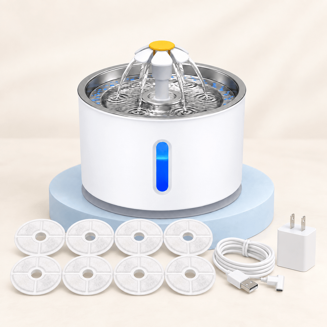 Pawtique BloomFlow™ 2.4L Stainless Steel Pet Fountain - Pawtique