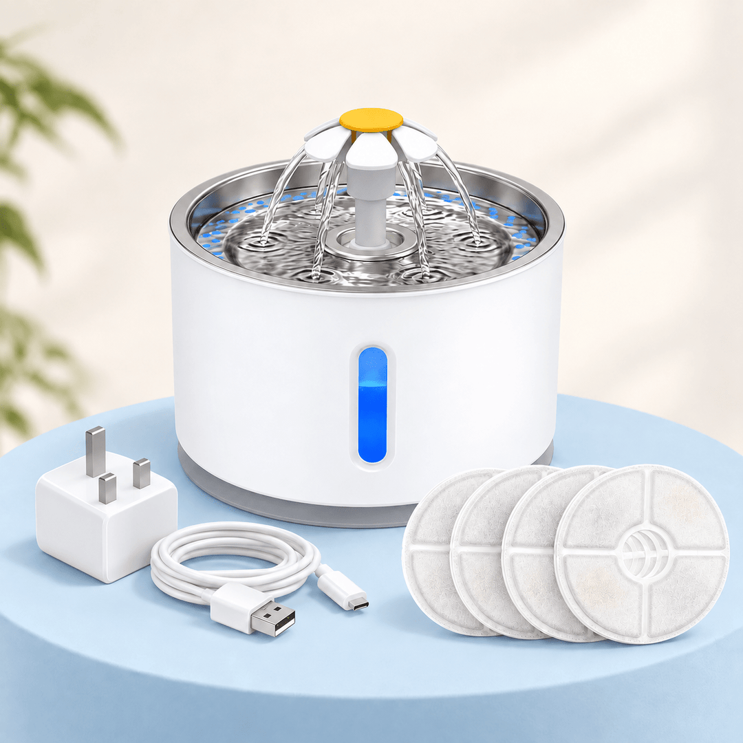 Pawtique BloomFlow™ 2.4L Stainless Steel Pet Fountain - Pawtique