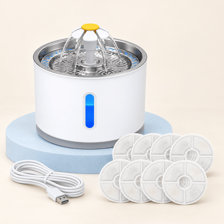 Pawtique BloomFlow™ 2.4L Stainless Steel Pet Fountain - Pawtique