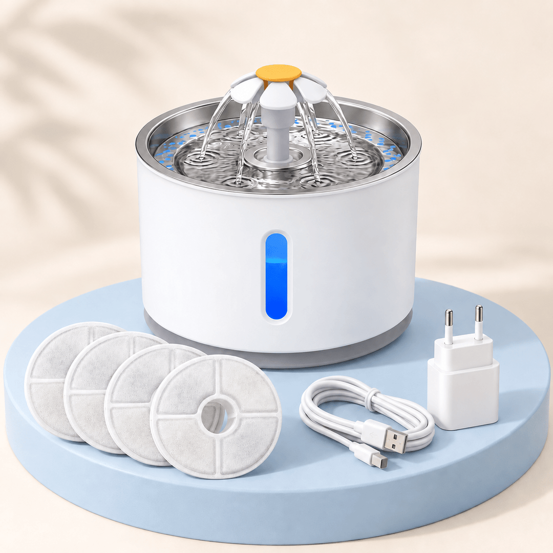 Pawtique BloomFlow™ 2.4L Stainless Steel Pet Fountain - Pawtique