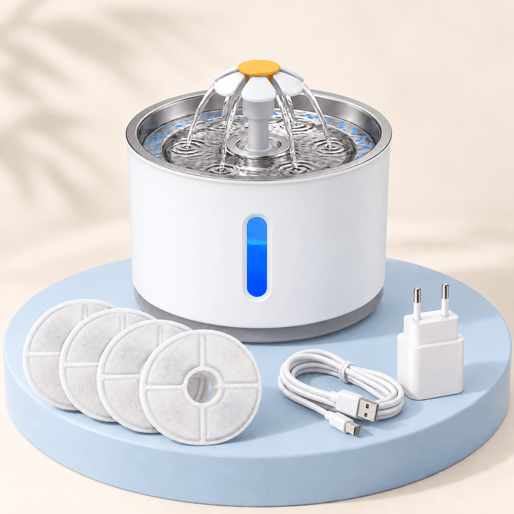 Pawtique BloomFlow™ 2.4L Stainless Steel Pet Fountain - Pawtique