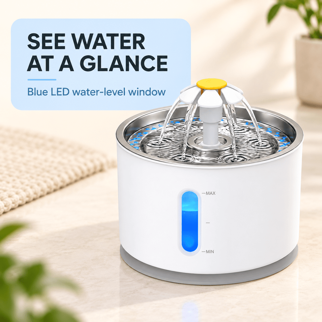 Pawtique BloomFlow™ 2.4L Stainless Steel Pet Fountain - Pawtique