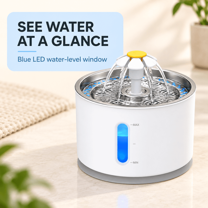 Pawtique BloomFlow™ 2.4L Stainless Steel Pet Fountain - Pawtique