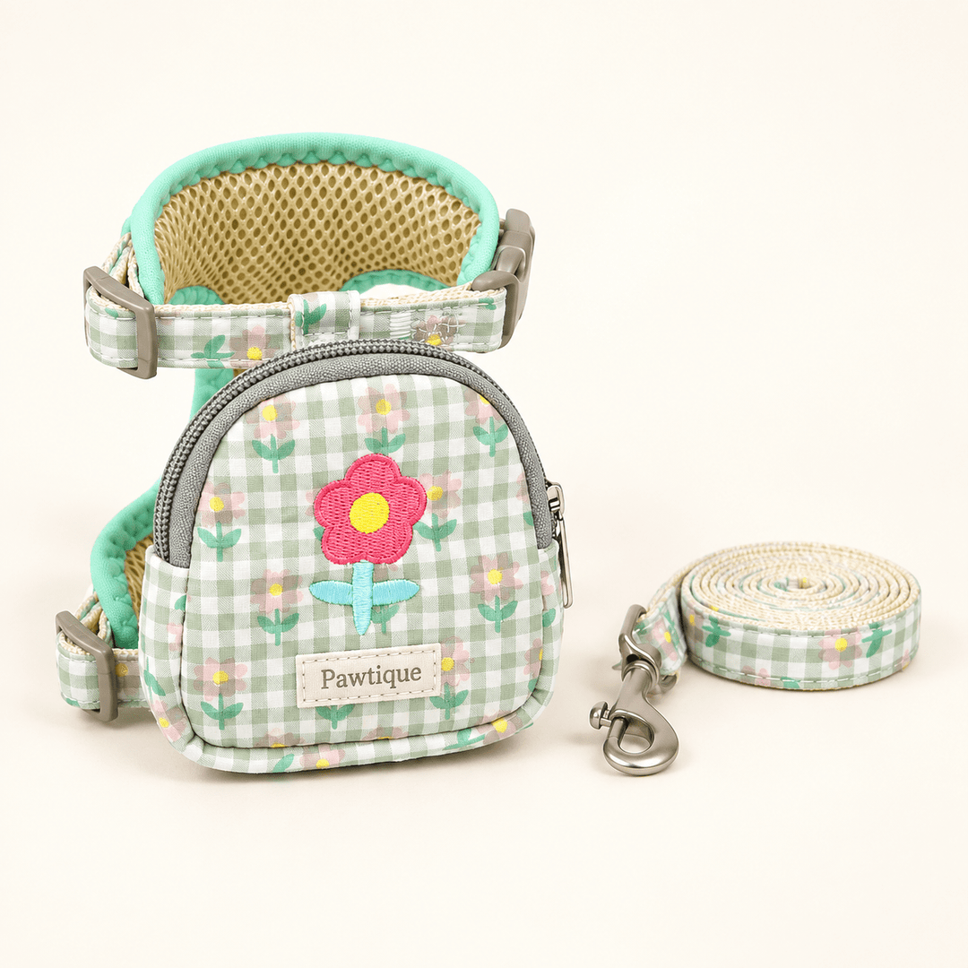 Pawtique BloomPack™ Floral Harness, Pouch &amp; Leash Set - Pawtique