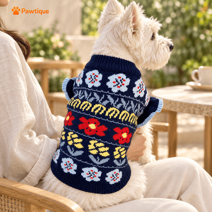 Bloomruffle sweater seen from the back during a quiet outdoor moment