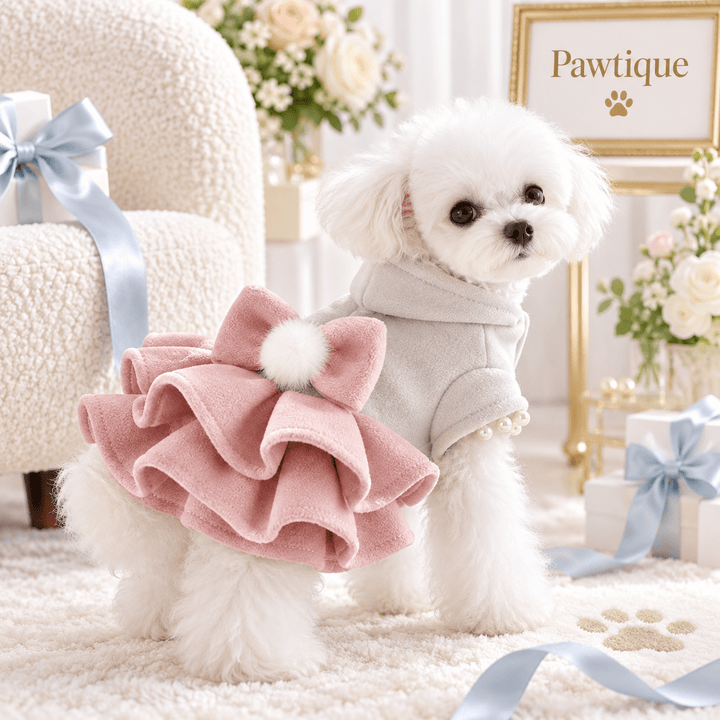 Pawtique BowBelle™ Layered Fleece Dog Dress Coat - Pawtique
