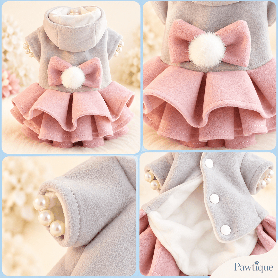Pawtique BowBelle™ Layered Fleece Dog Dress Coat - Pawtique