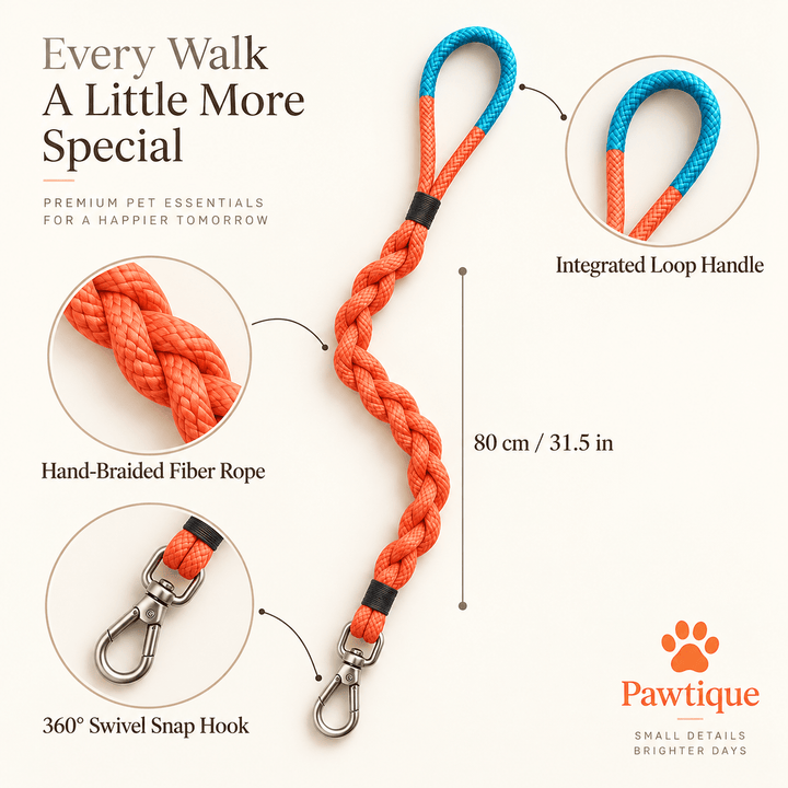 Pawtique BraidWalk™ Short Handmade Rope Dog Leash - Pawtique