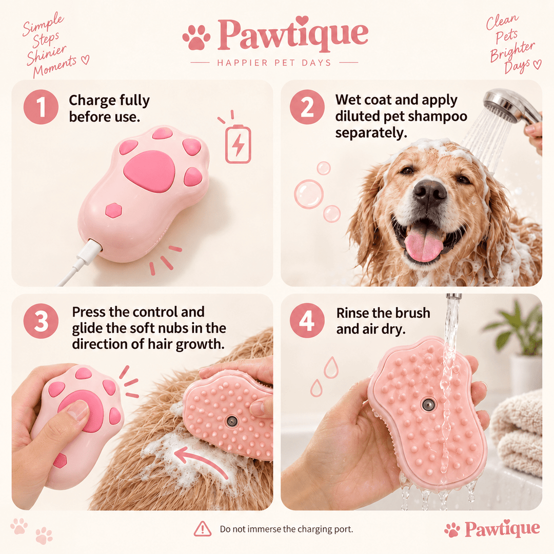 Pawtique BubblePaw™ Rechargeable Spray Bath Brush - Pawtique
