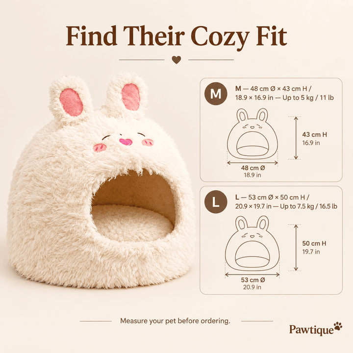 Pawtique BunnyBurrow™ Plush Cat Cave Bed - Pawtique