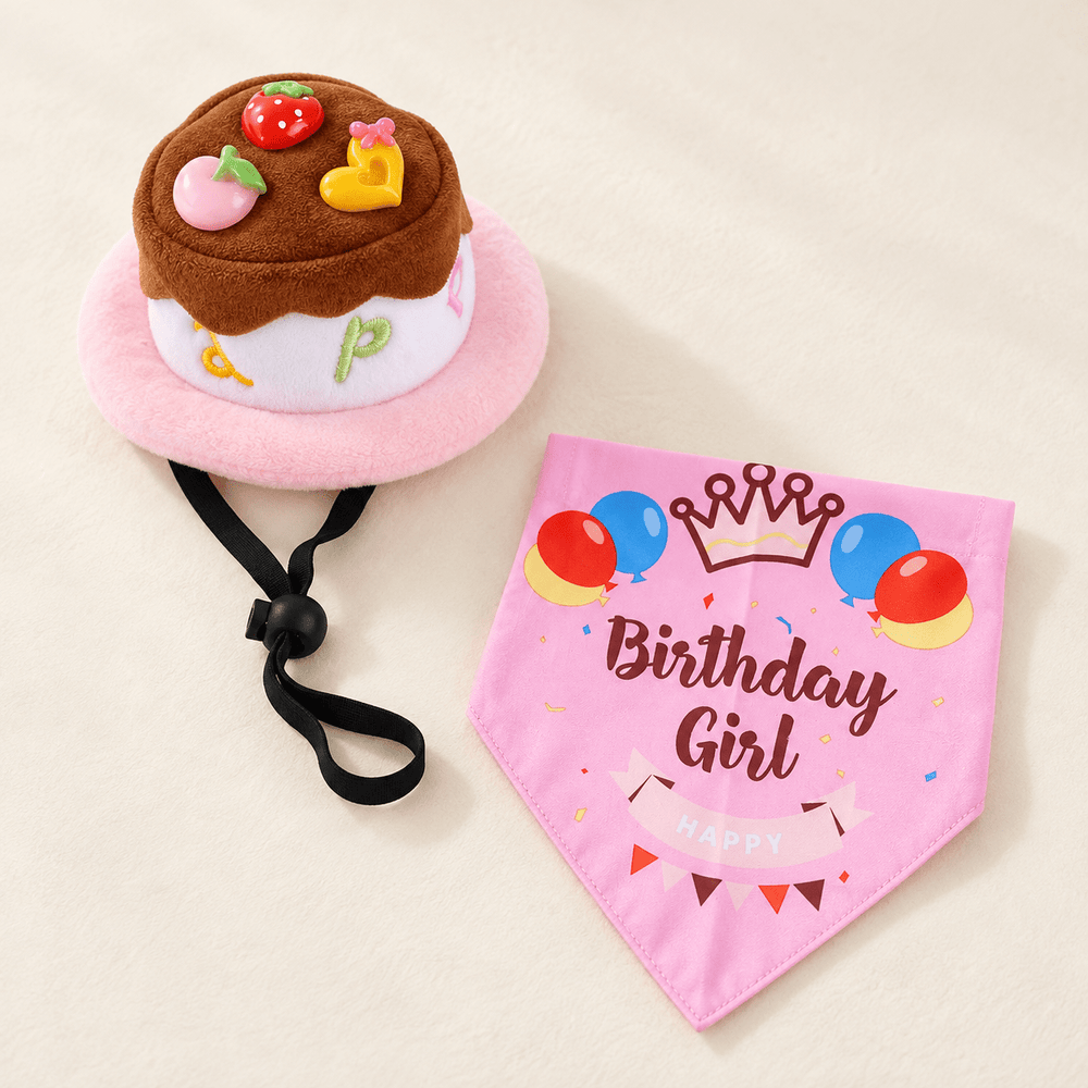 Pawtique Candy Birthday Bandana & Cake Hat Set - Pawtique