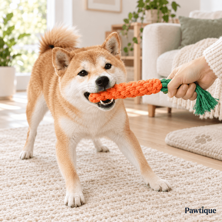Pawtique Carrot Rope &amp; Plush Character Dog Toys - Pawtique
