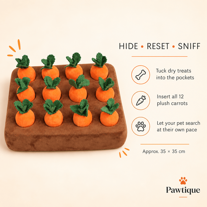 Pawtique CarrotPatch™ 12-Carrot Snuffle Puzzle Toy - Pawtique