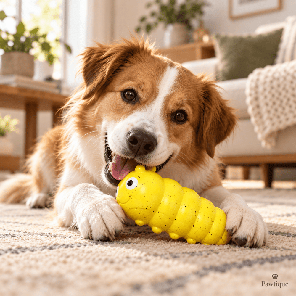 Pawtique Caterpillar Squeaky TPR Dog Chew Toy - Pawtique
