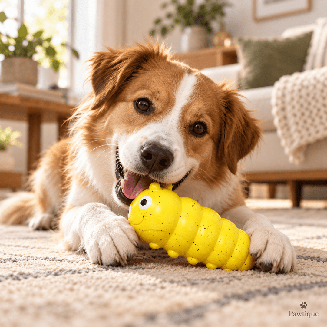 Pawtique Caterpillar Squeaky TPR Dog Chew Toy - Pawtique