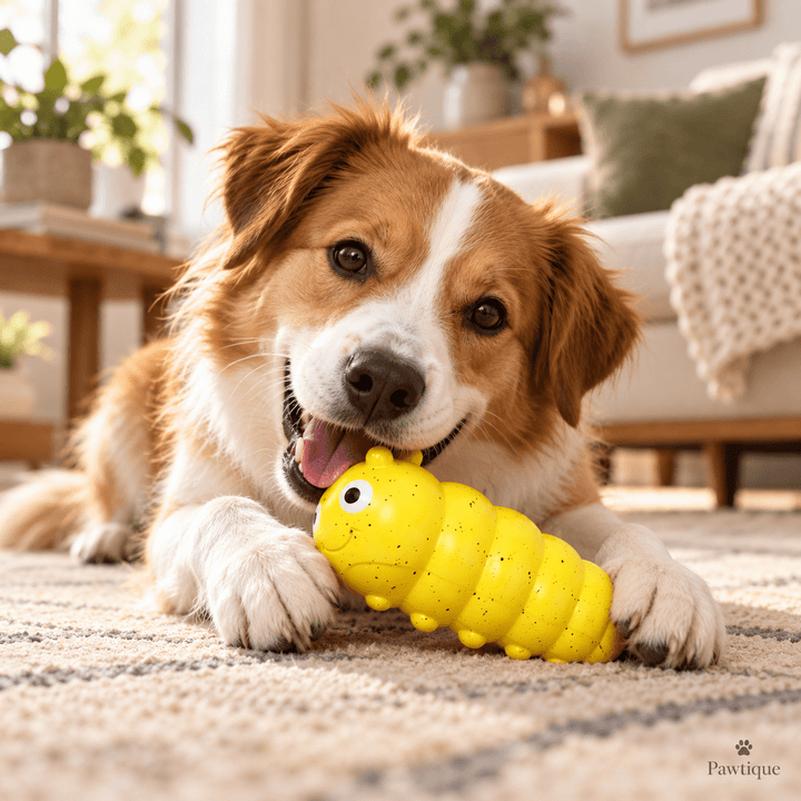 Pawtique Caterpillar Squeaky TPR Dog Chew Toy - Pawtique