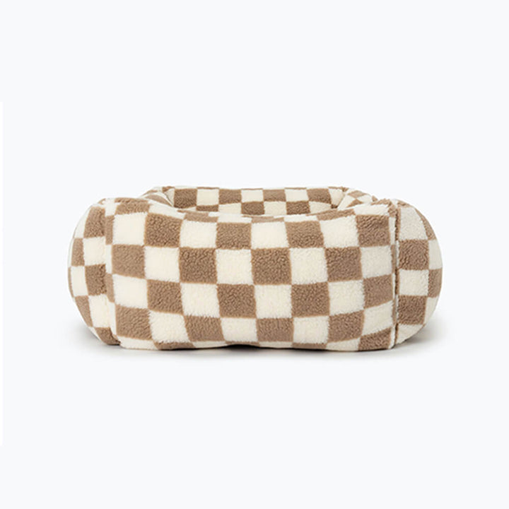 Pawtique CheckerMuse™ Faux-Lambswool Bolster Dog Bed - Pawtique