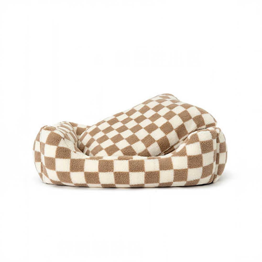 Pawtique CheckerMuse™ Faux-Lambswool Bolster Dog Bed - Pawtique