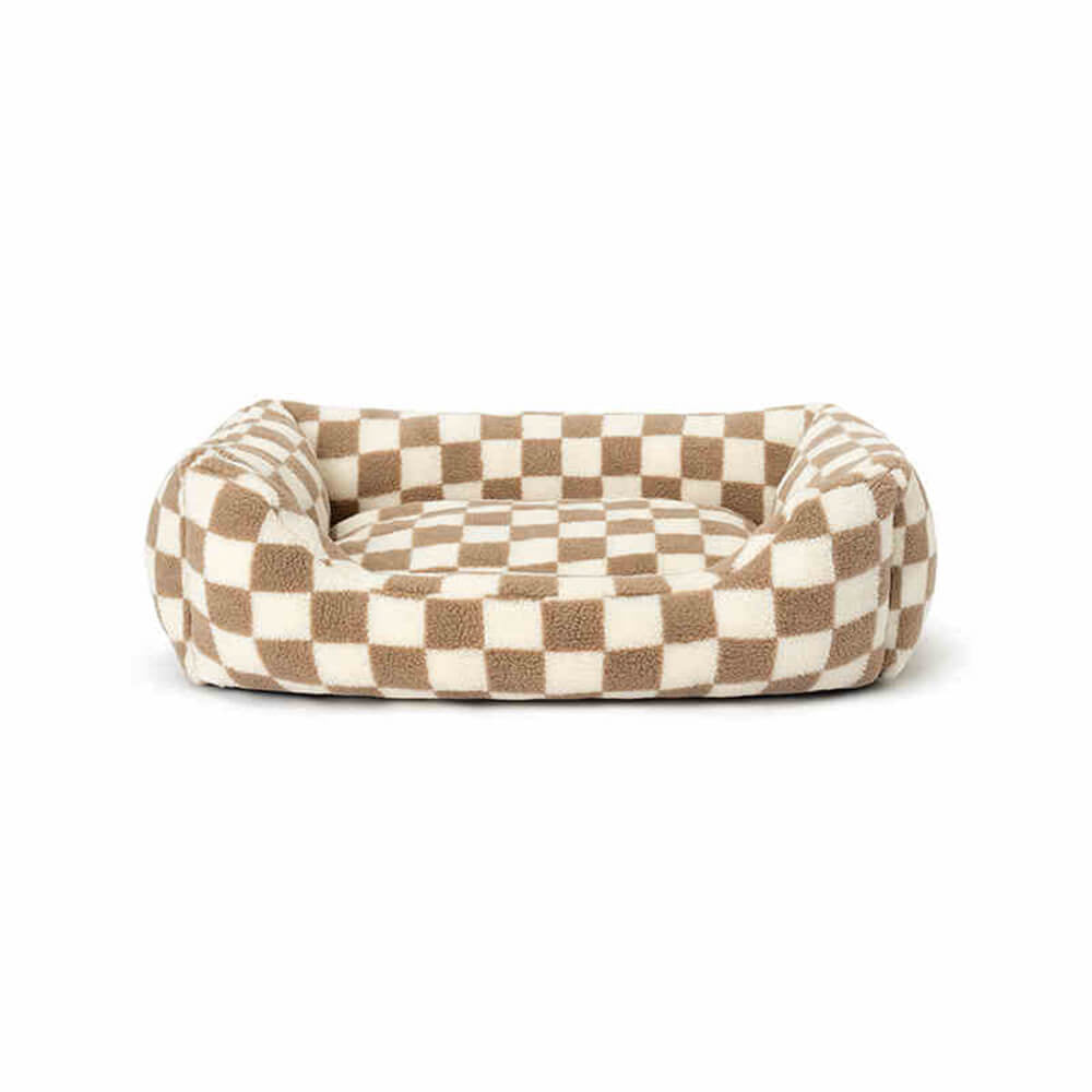 Pawtique CheckerMuse™ Faux-Lambswool Bolster Dog Bed - Pawtique