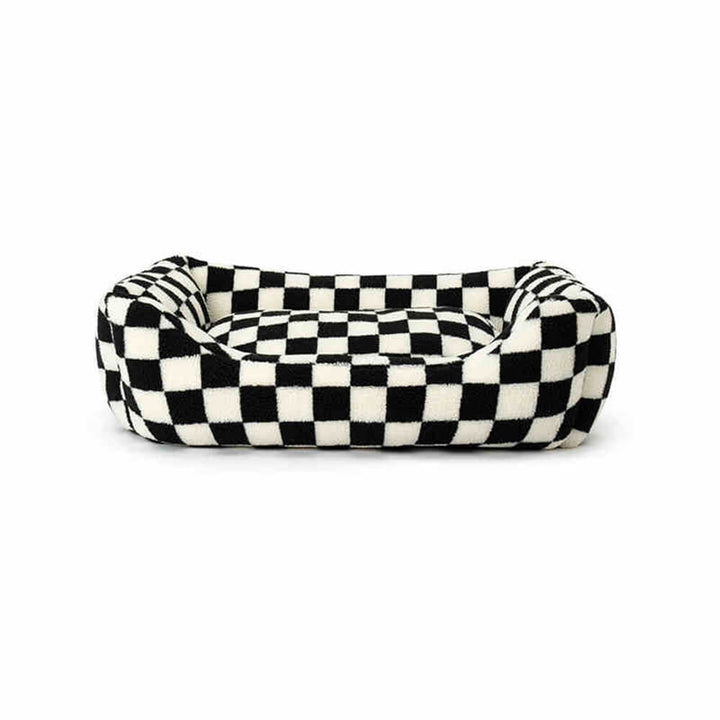 Pawtique CheckerMuse™ Faux-Lambswool Bolster Dog Bed - Pawtique