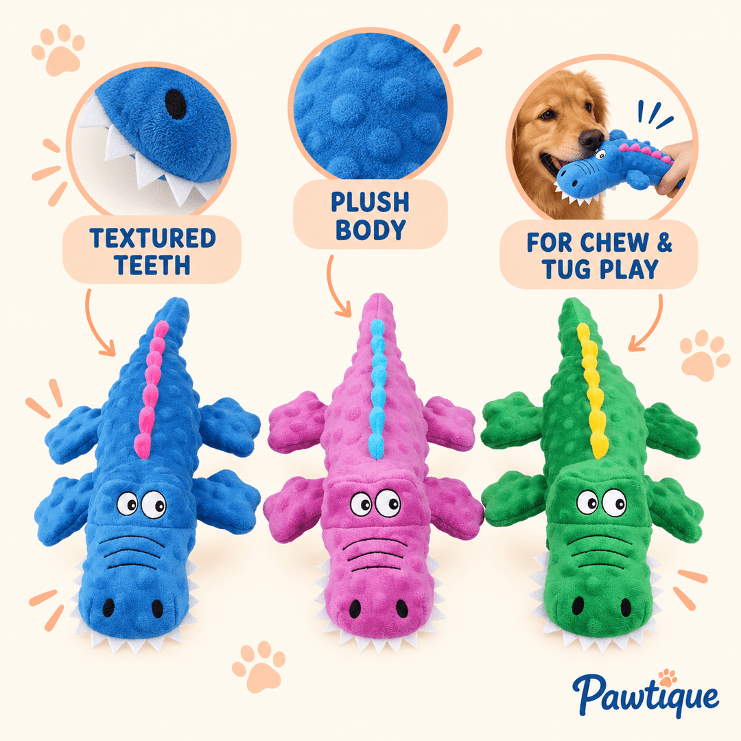 Pawtique ChompCroc™ Plush Chew &amp; Tug Toy - Pawtique