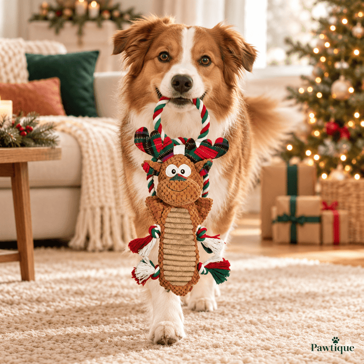 Pawtique Christmas Reindeer Plush &amp; Rope Dog Toy - Pawtique