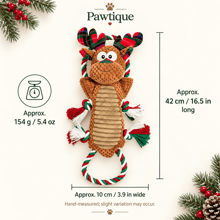 Pawtique Christmas Reindeer Plush &amp; Rope Dog Toy - Pawtique