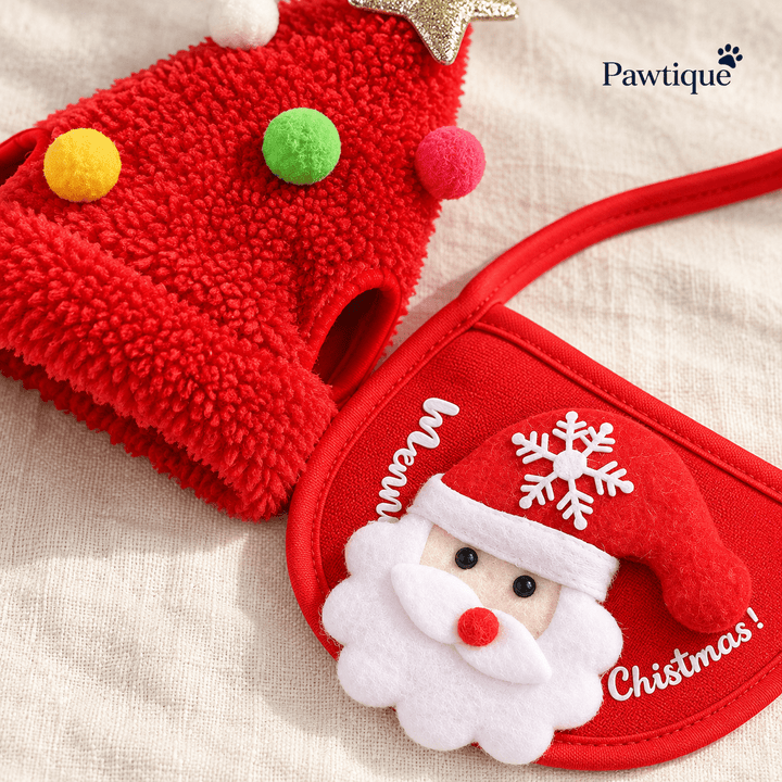 Pawtique Christmas Tree Hat &amp; Bib Set - Pawtique