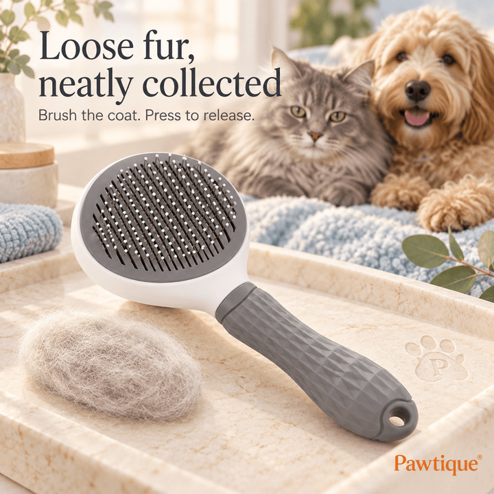 Pawtique CleanSweep™ Self-Cleaning Slicker Brush for Dogs &amp; Cats - Pawtique
