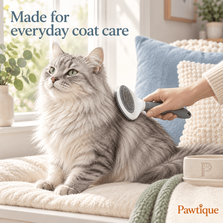 Pawtique CleanSweep™ Self-Cleaning Slicker Brush for Dogs &amp; Cats - Pawtique