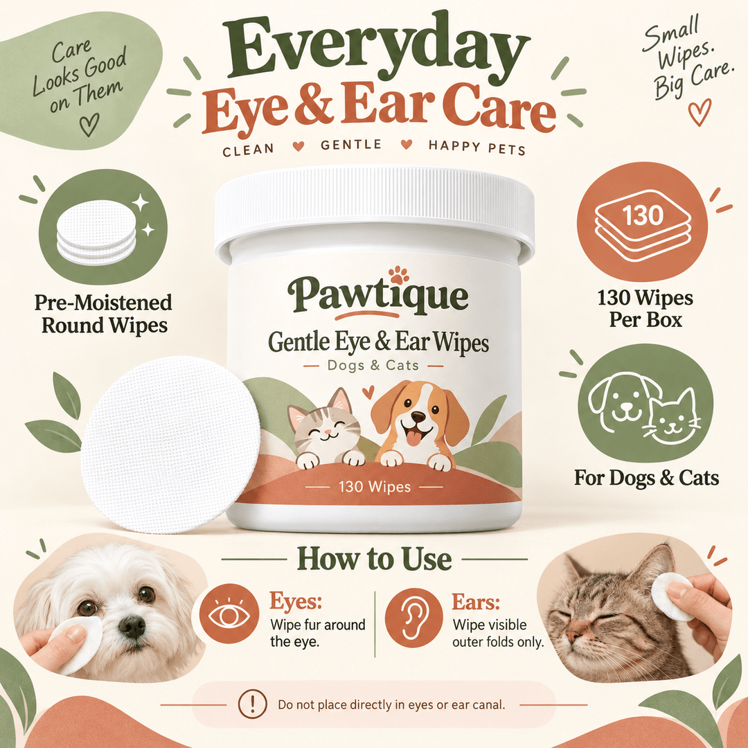 Pawtique ClearCare™ Gentle Eye &amp; Ear Wipes for Dogs &amp; Cats - Pawtique
