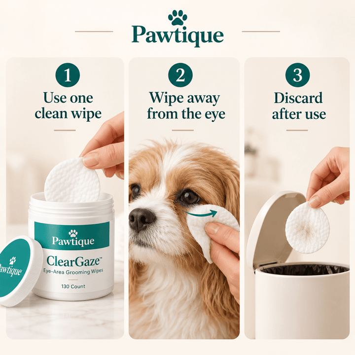 Pawtique ClearGaze™ Eye-Area Grooming Wipes — 130 Count - Pawtique