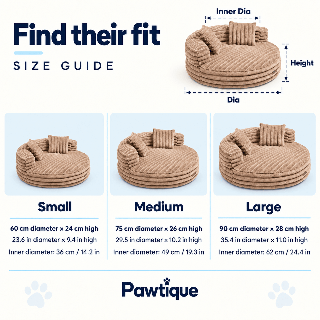 Pawtique CloudCove™ Ribbed Round Bolster Dog Bed with 2 Pillows - Pawtique