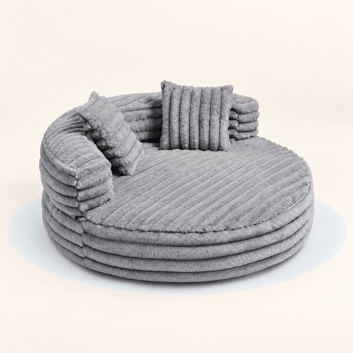 Pawtique CloudCove™ Ribbed Round Bolster Dog Bed with 2 Pillows - Pawtique