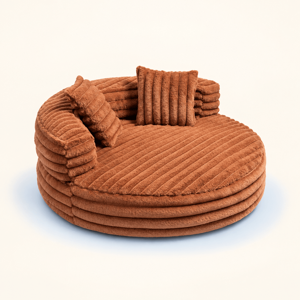 Pawtique CloudCove™ Ribbed Round Bolster Dog Bed with 2 Pillows - Pawtique