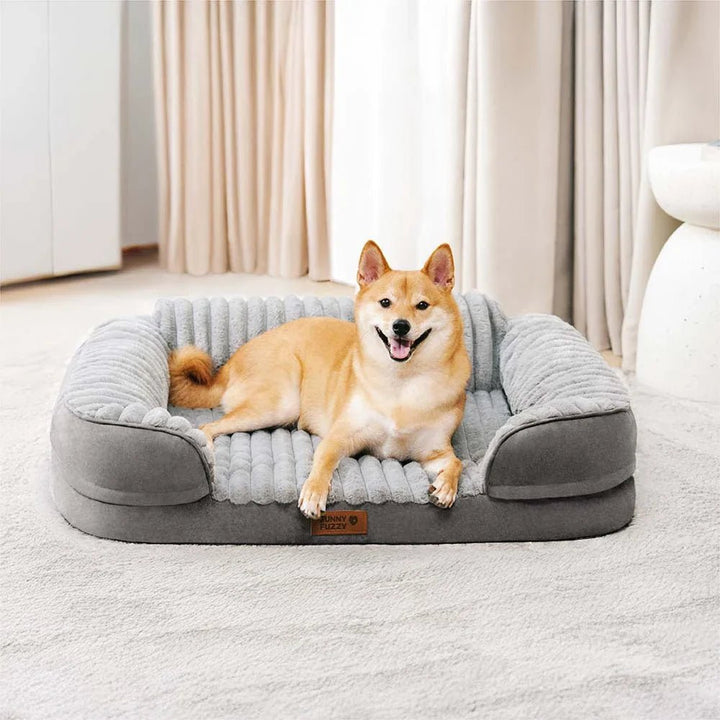 Pawtique CloudSofa™ Ribbed Plush Bolster Dog Bed - Pawtique