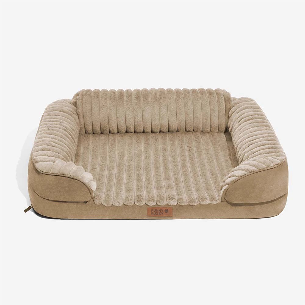 Pawtique CloudSofa™ Ribbed Plush Bolster Dog Bed - Pawtique