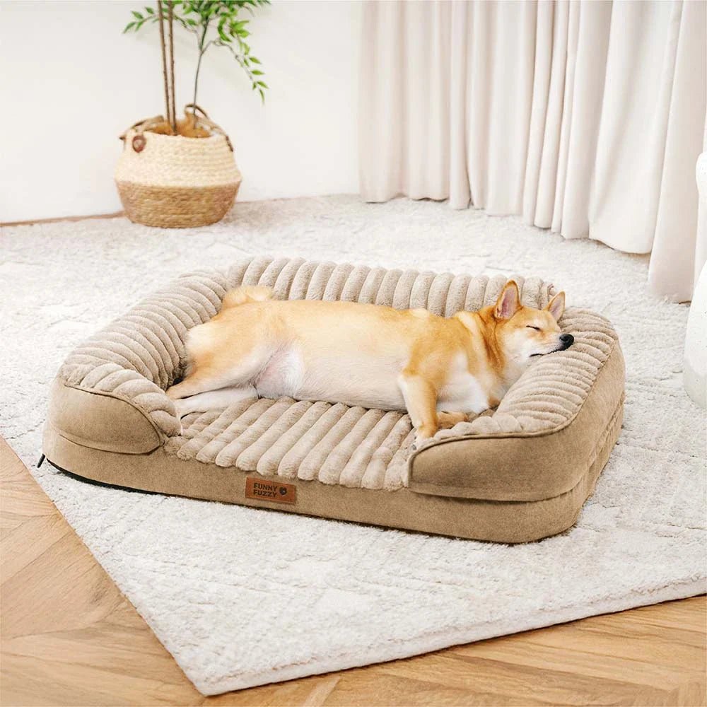 Pawtique CloudSofa™ Ribbed Plush Bolster Dog Bed - Pawtique