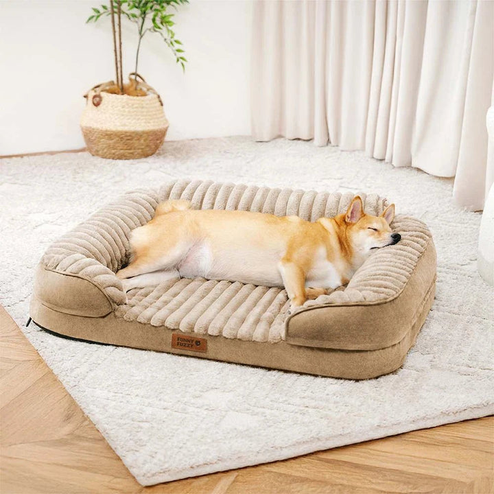 Pawtique CloudSofa™ Ribbed Plush Bolster Dog Bed - Pawtique
