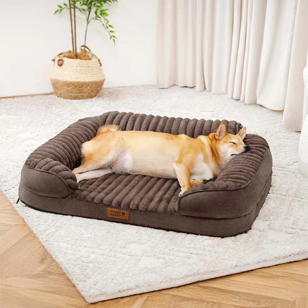 Pawtique CloudSofa™ Ribbed Plush Bolster Dog Bed - Pawtique