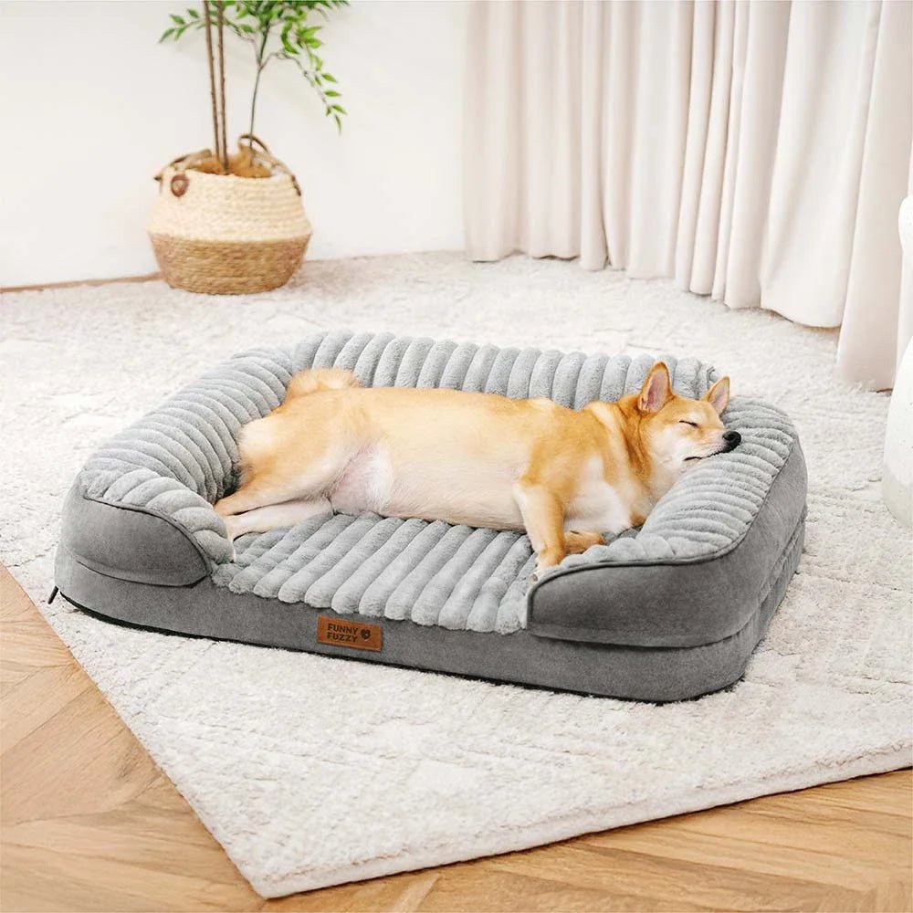 Pawtique CloudSofa™ Ribbed Plush Bolster Dog Bed - Pawtique