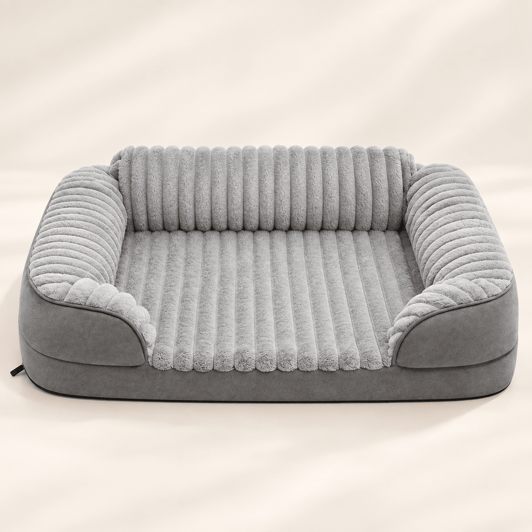 Pawtique CloudSofa™ Ribbed Plush Bolster Dog Bed - Pawtique
