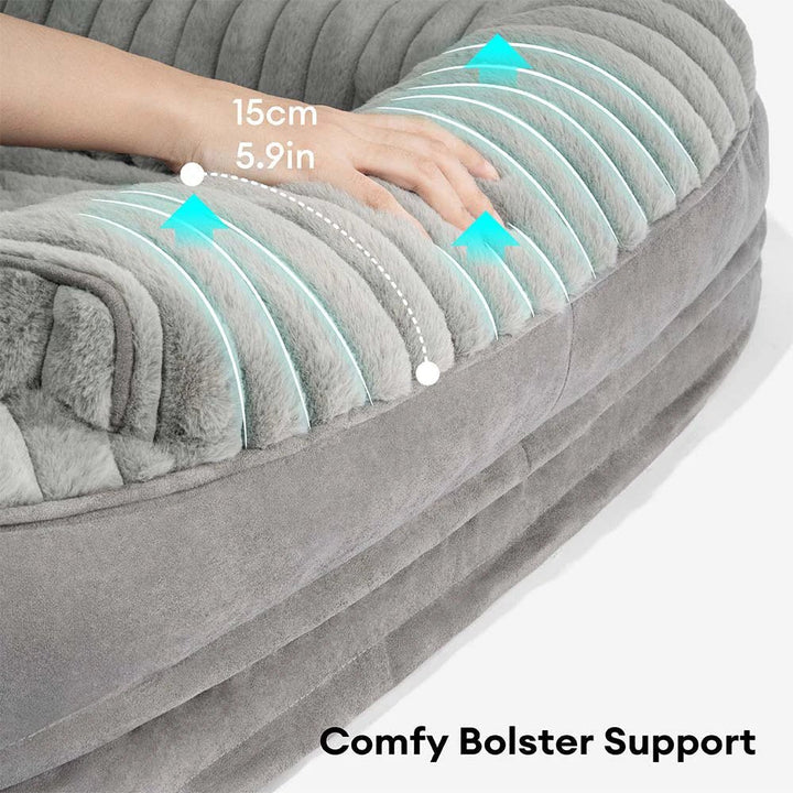 Pawtique CloudSofa™ Ribbed Plush Bolster Dog Bed - Pawtique