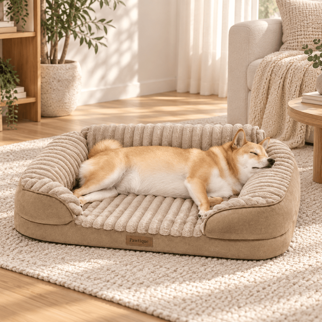 Pawtique CloudSofa™ Ribbed Plush Bolster Dog Bed - Pawtique