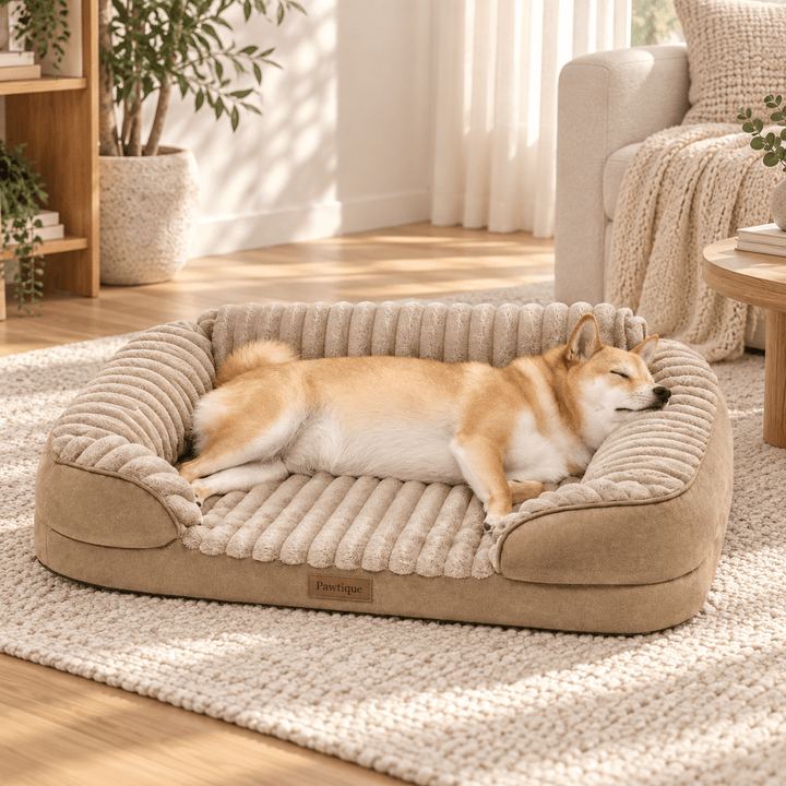 Pawtique CloudSofa™ Ribbed Plush Bolster Dog Bed - Pawtique