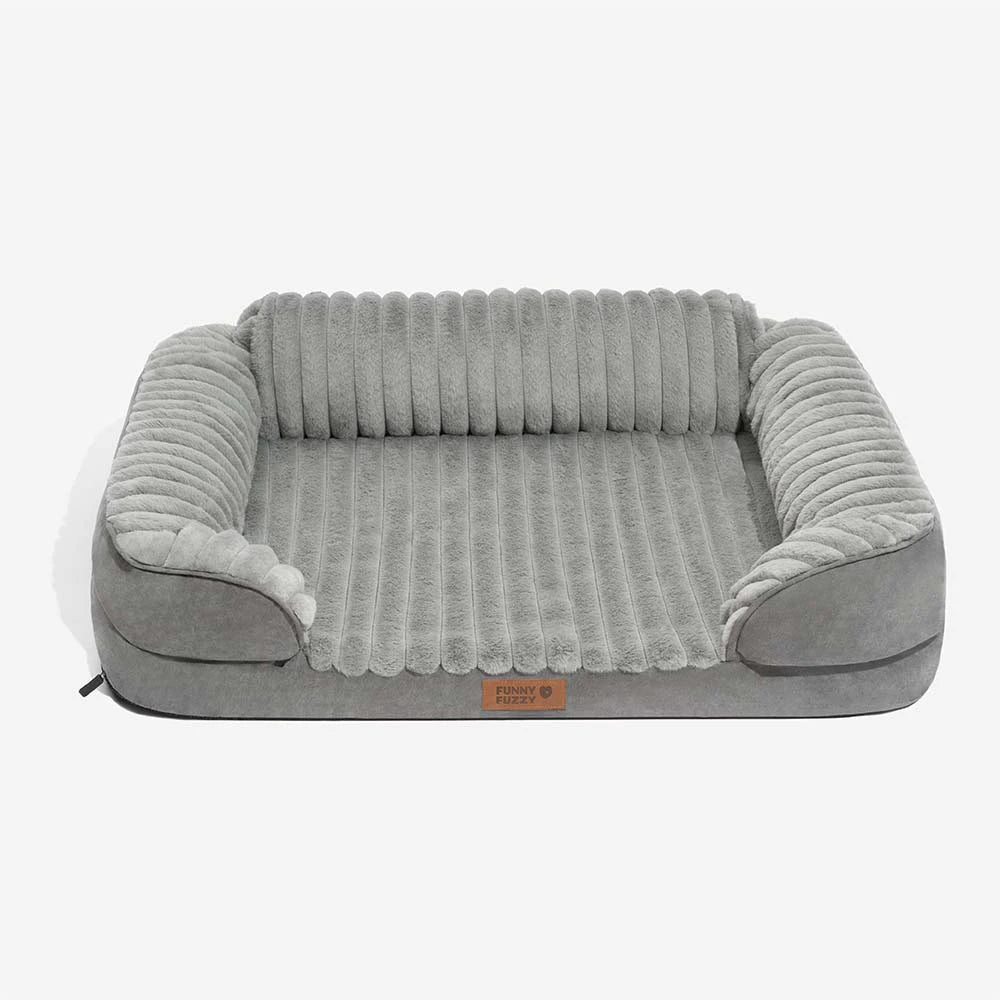 Pawtique CloudSofa™ Ribbed Plush Bolster Dog Bed - Pawtique