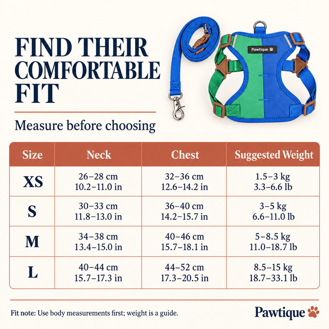 Pawtique ColorBlock™ Padded Harness &amp; Leash Set - Pawtique