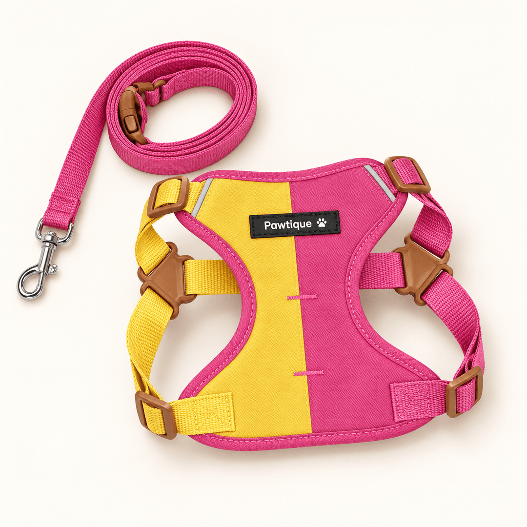 Pawtique ColorBlock™ Padded Harness &amp; Leash Set - Pawtique